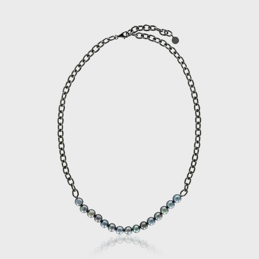 Player Bloq Necklace, 925 Sterling Silver with Black Rhodium